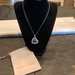 Authentic David Yurman Diamond Pendant with Black Multi Strand Chain
